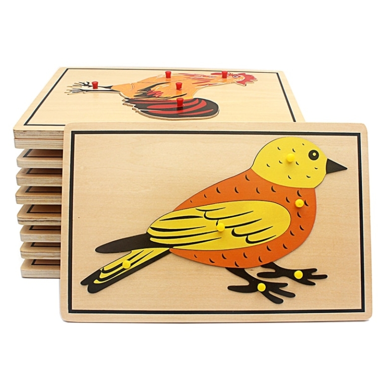 Baby Toy Kids Montessori Cartoon Animal Bird Puzzles for Children Wood ...